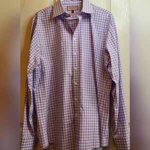 Thomas Pink Men's Purple Checkered Dress Shirt